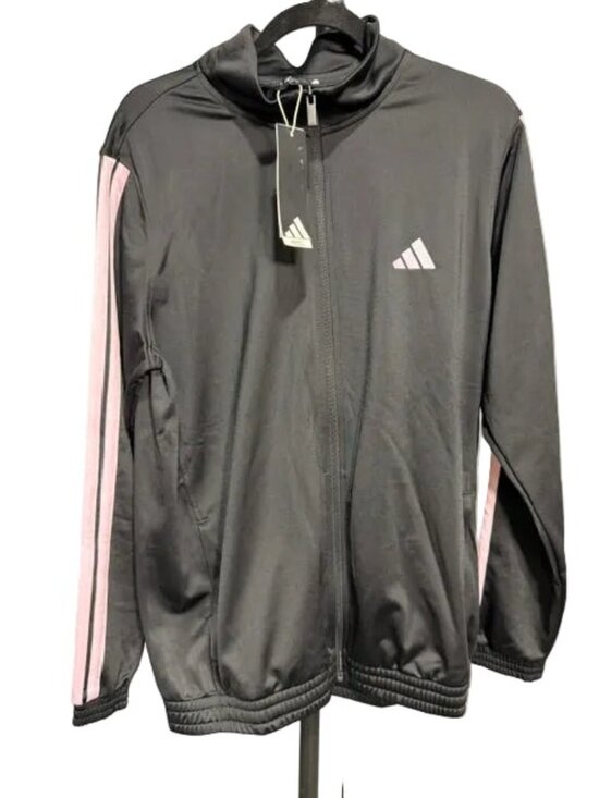 adidas Originals Jackets & Blazers - adidas Womens Multi Sprt Track Zip Up - 3 Stripe - Black/Pink XL